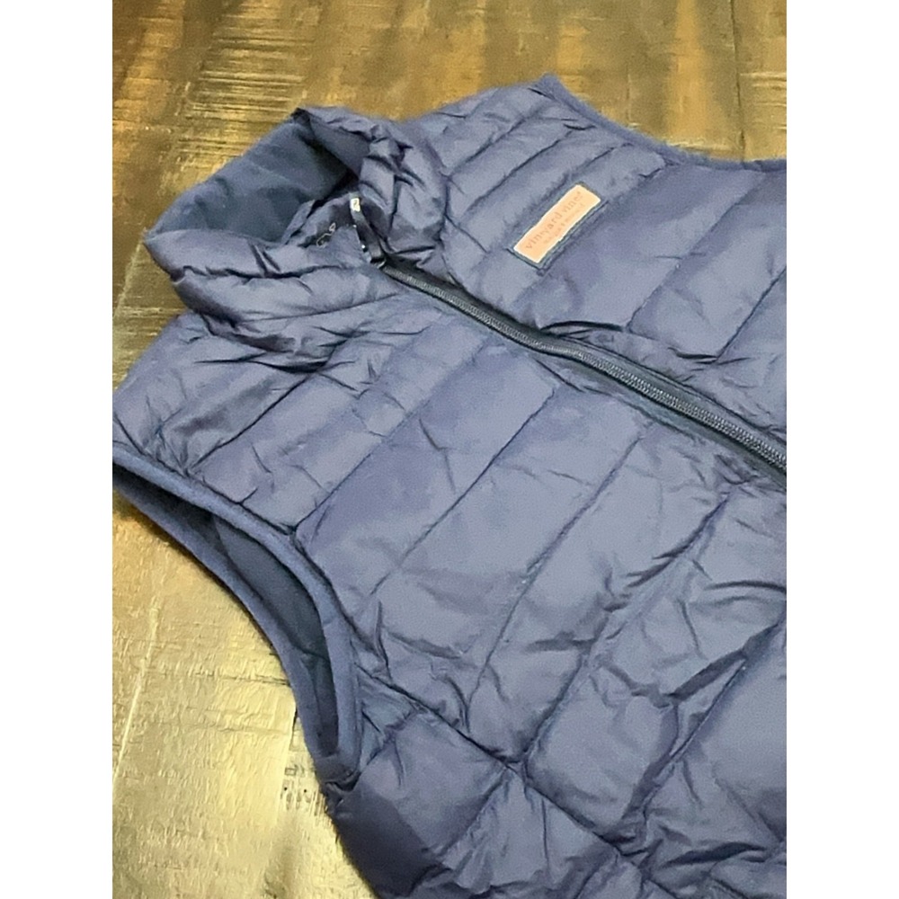 Vineyard Vines Vest Youth 16 Blue Performance Down Quilted Zip Puffer